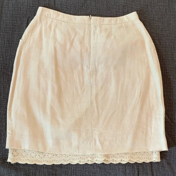 Odille Taupe/Grey Linen Pencil Skirt with Lace - Picture 3 of 6